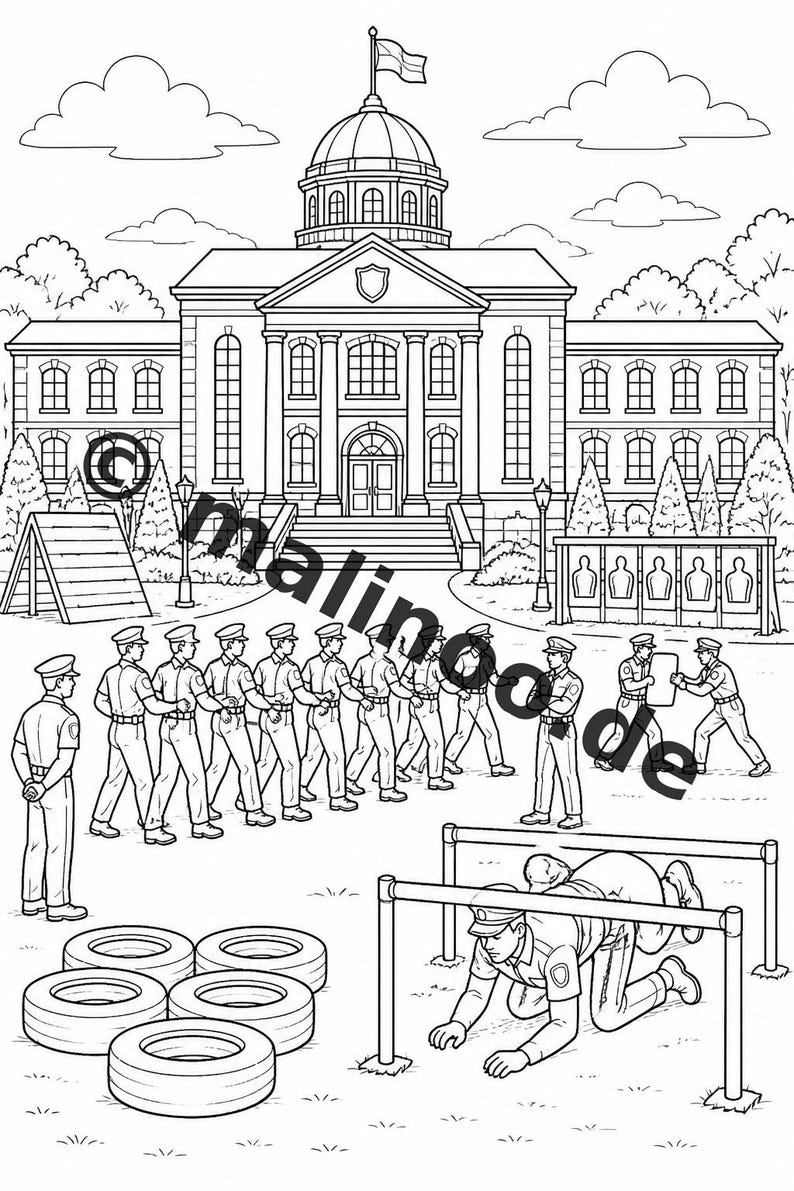 Police Coloring Book PDF Download Digital – 20 Coloring Pages for Children – Book 02 Edition 1 (DIN-A4) image 16