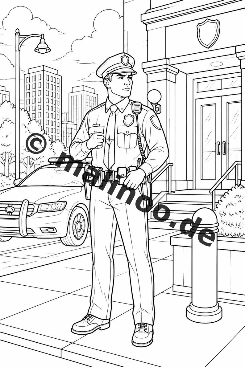 Libro para colorear de policías, impreso, sin encuadernar – 20 páginas para colorear para niños – Libro 01 Edición 1 (DIN A4) imagen 4