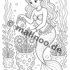 100 Motive Meerjungfrauen zum Ausmalen ab 6 Jahren – kleines Ostergeschenk für Kinder – Malbuch zum Ausmalen (DIN-A4) E5 Bild 17