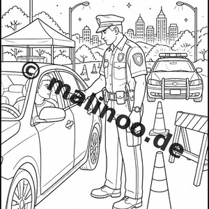 Police Coloring Book for Kids – 20 Coloring Pages – PDF Download E1/B3 (DIN-A4) – Party Favor, Gift, Children's Birthday Party, Party Favor image 17
