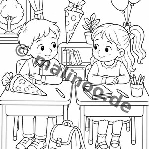 My First Day of School Creative Coloring Book for Ages 6 and Up – 100 Pictures to Color – Gift for Siblings on Birth (PDF) E2 image 10