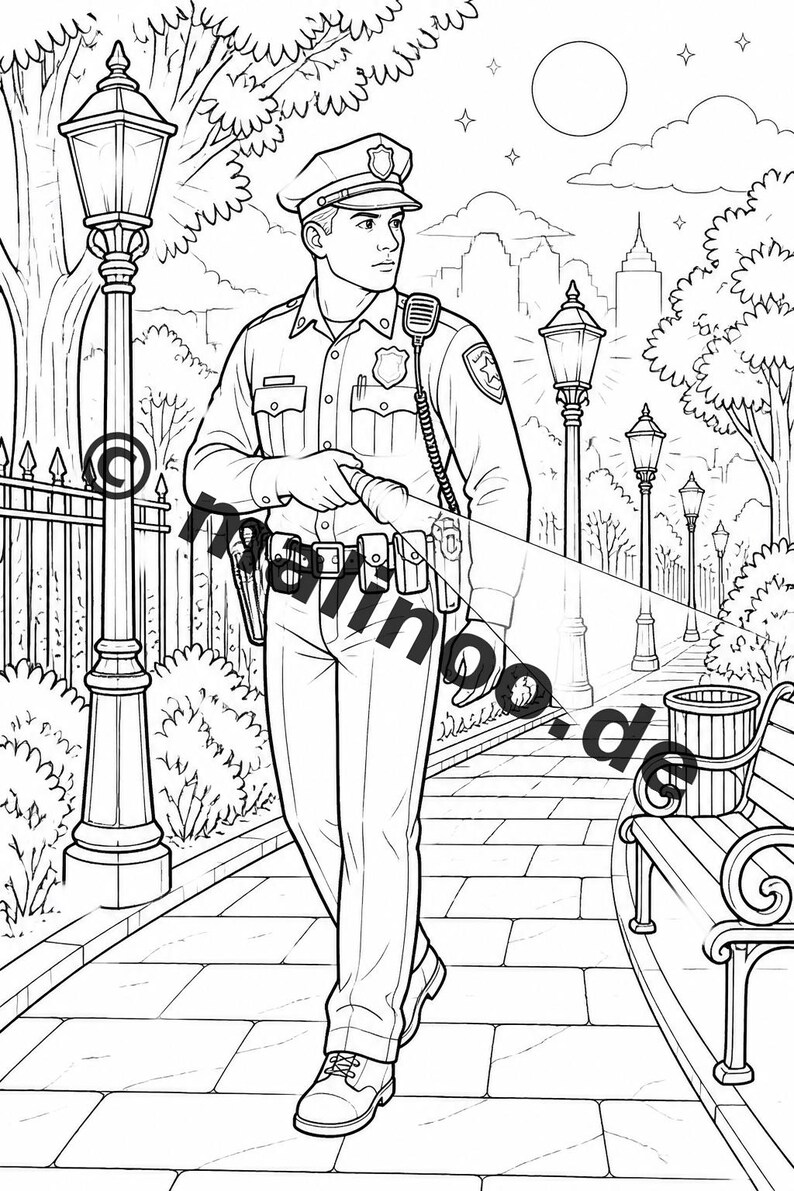 Police Coloring Book PDF Download Digital – 50 Coloring Pages for Children – Volume 1 Edition 1 (DIN A4) image 5