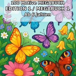 Schmetterlinge Malbuch Kinder – 100 Ausmalbilder – PDF Download E1/B1 (DIN-A4) – Geschenk, Beschäftigung, Adventskalender, Geburtstag Bild 2