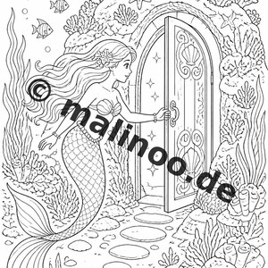 Libro para colorear de sirenas para niños – 100 páginas para colorear – Descarga en PDF E1/B4 (DIN-A4) – Regalo, actividad, calendario de adviento, cumpleaños imagen 10