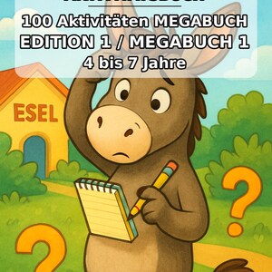 Libro de actividades del burro para niños – 100 páginas de puzles y actividades – Descarga en PDF E1/B1 (DIN-A4) – Regalo, actividades, calendario de adviento imagen 2