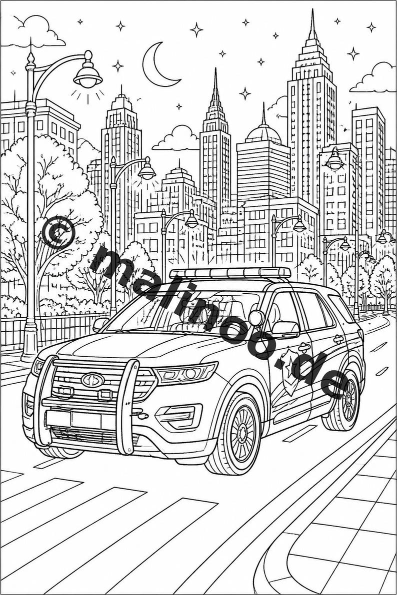 Police Coloring Book PDF Download Digital – 20 Coloring Pages for Children – Book 02 Edition 1 (DIN-A4) image 20
