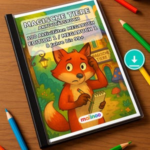 100 magische dierenpuzzels voor kinderen vanaf 8 jaar – Activiteiten om verveling op regenachtige dagen te verdrijven – Printbaar puzzelboek (PDF) E1 afbeelding 1