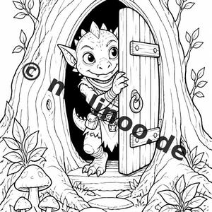 Goblins Coloring Book for Kids – 100 Coloring Pages – PDF Download E1/B2 (DIN-A4) – Gift, Activity, Advent Calendar, Birthday image 4