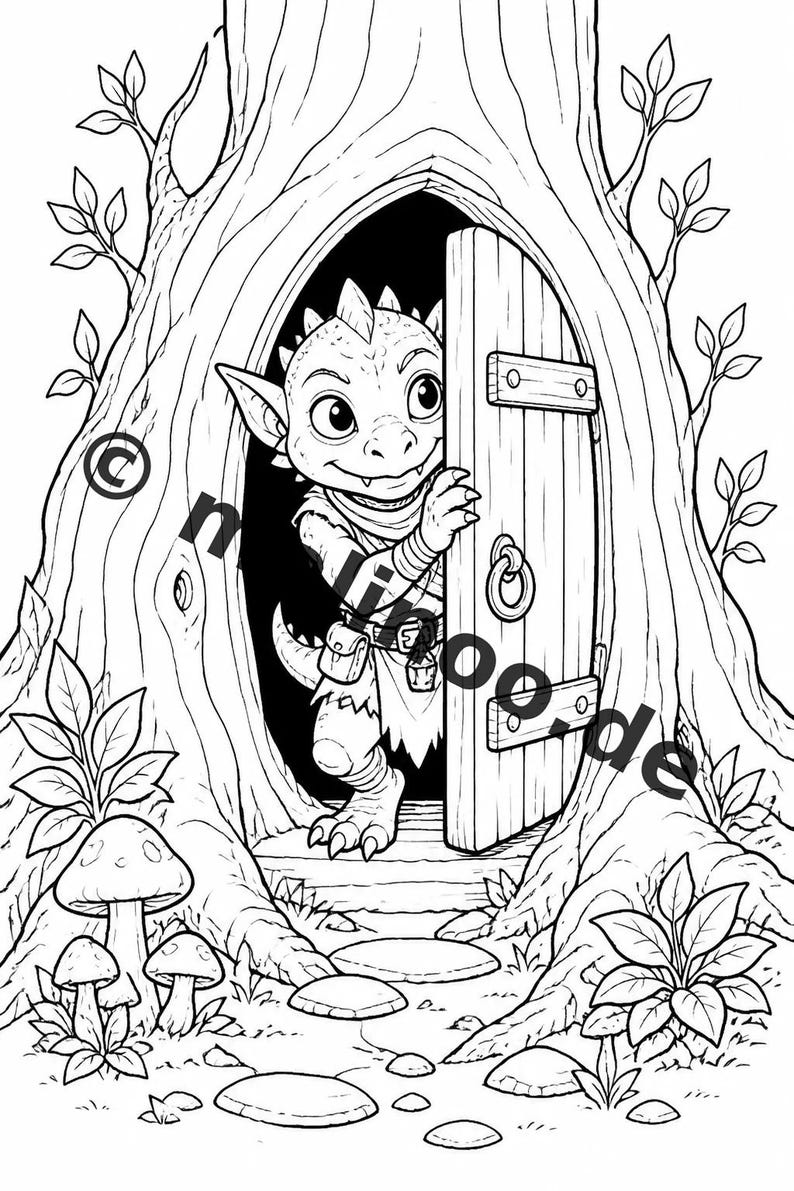 Goblins Coloring Book for Kids – 100 Coloring Pages – PDF Download E1/B2 (DIN-A4) – Gift, Activity, Advent Calendar, Birthday image 4