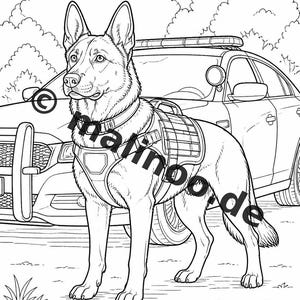 Police Coloring Book for Kids – 100 Coloring Pages – PDF Download E1/B4 (DIN-A4) – Gift, Activity, Advent Calendar, Birthday image 15