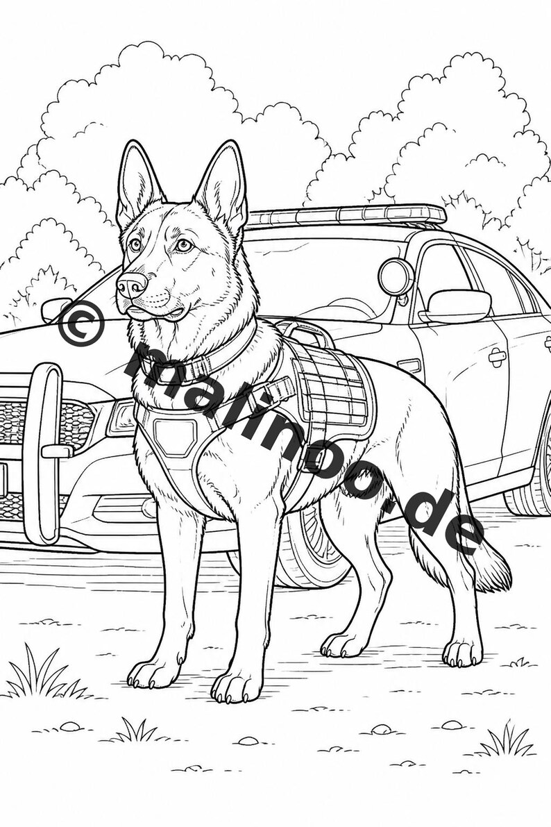 Police Coloring Book for Kids – 100 Coloring Pages – PDF Download E1/B4 (DIN-A4) – Gift, Activity, Advent Calendar, Birthday image 15