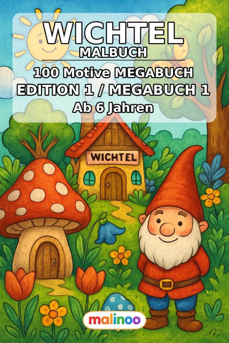 Wichtel Malbuch PDF Download digital – 100 Ausmalbilder für Kinder – MEGABUCH 01 Edition 1 (DIN-A4) image 2