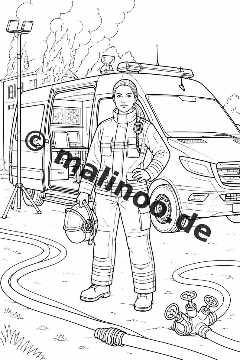 Feuer Malbuch Kinder – 20 Ausmalbilder – PDF Download E1/B3 (DIN-A4) – Mitgebsel, Geschenk, Kindergeburtstag, Gastgeschenk Bild 11