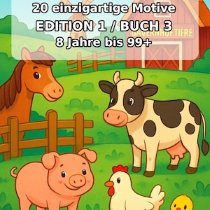 Livro de colorir de animais da fazenda para crianças – 20 páginas para colorir – Download em PDF E1/B3 (DIN-A4) – Lembrancinha de festa, presente, aniversário infantil, lembrancinha de festa imagem 2