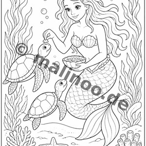 Gift idea for grandchildren and godchildren: Mermaid coloring book with 100 coloring pages (DIN A4) E6 image 11