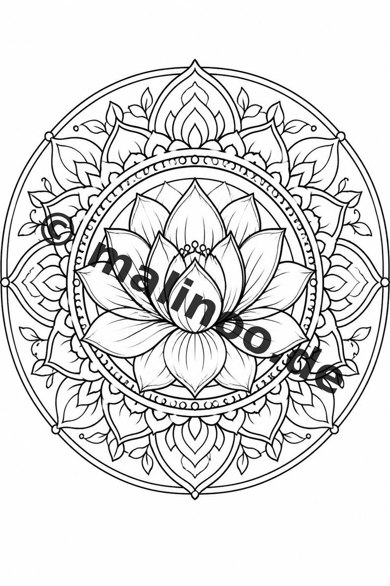 Mandalas Coloring Book for Kids – 50 Coloring Pages – PDF Download E1/B1 (DIN-A4) – Gift, Travel Activity, Birthday, Activity image 3