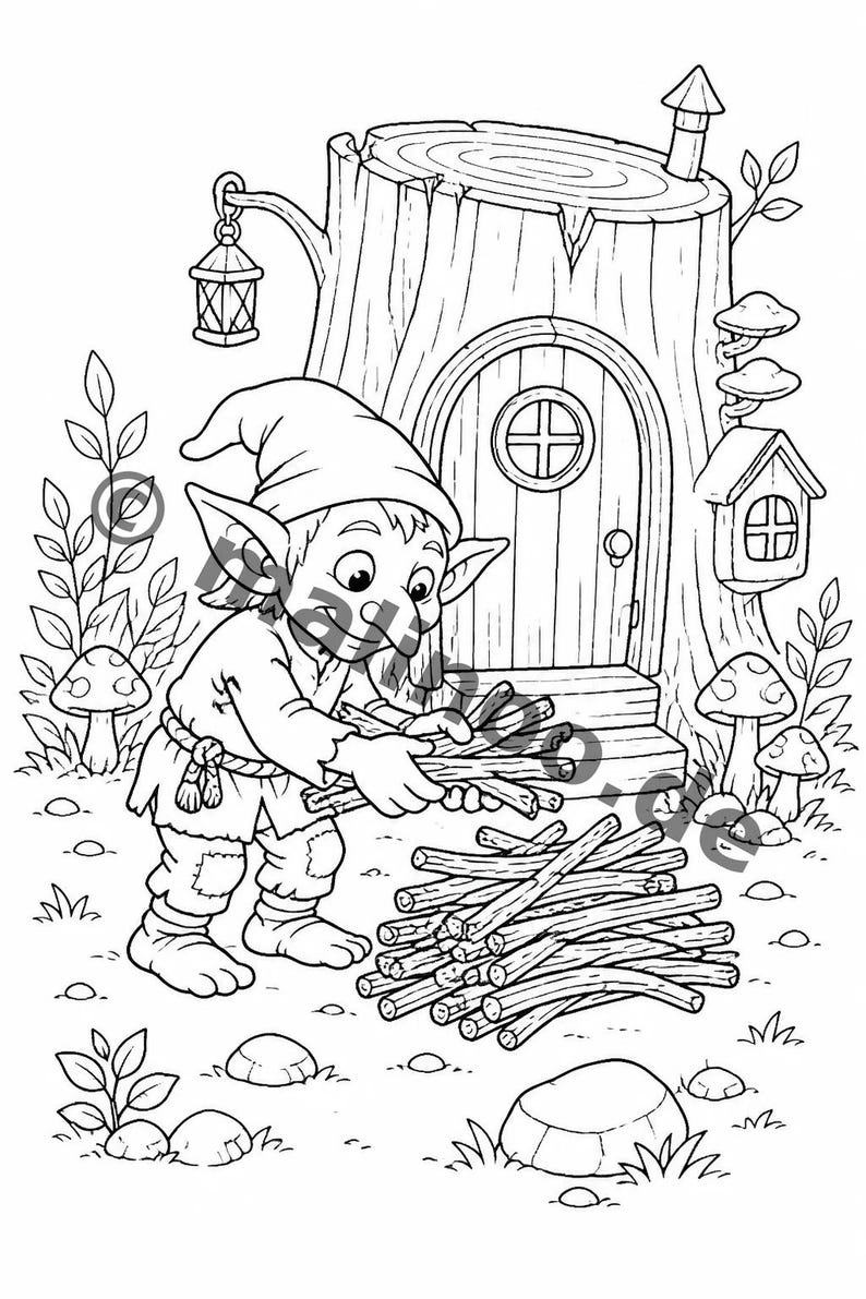 Goblin coloring pages to print for children – Children's activities in restaurants and at the pediatrician's office – 100 coloring pages (PDF) E6 image 12