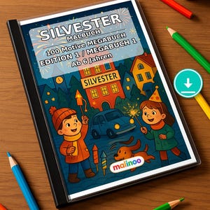 New Year's Eve coloring pages for children – activity for long car rides and flights – 100 coloring pages (PDF) E1 image 1