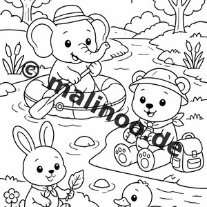 Dierenkleurboek voor kinderen – 50 kleurplaten – PDF-download E1/B1 (DIN-A4) – Cadeau, reisactiviteit, verjaardag, knutselactiviteit afbeelding 9