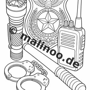 Police coloring book, printed, unbound – 100 coloring pages for children – MEGA BOOK 01 Edition 1 (DIN A4) image 13