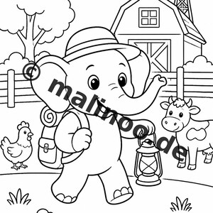 Elephant coloring book to print for children – promotes fine motor skills and concentration – 50 coloring pages (PDF) E2/B1 image 6
