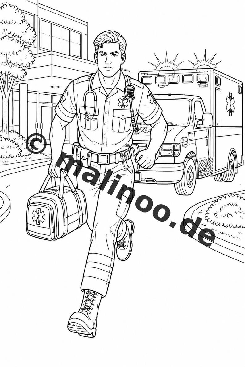 Hospital Coloring Book PDF Download Digital – 20 Coloring Pages for Children – Book 01 Edition 1 (DIN-A4) image 19