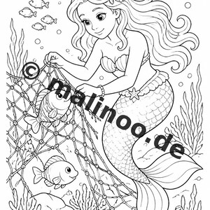 Libro para colorear de sirenas para niños – 100 páginas para colorear – Descarga en PDF E1/B4 (DIN-A4) – Regalo, actividad, calendario de adviento, cumpleaños imagen 5