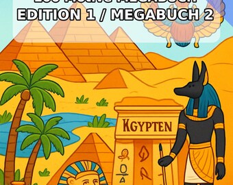 Egypt Coloring Book PDF Download Digital – 100 Coloring Pages for Children – MEGA BOOK 02 Edition 1 (DIN-A4)