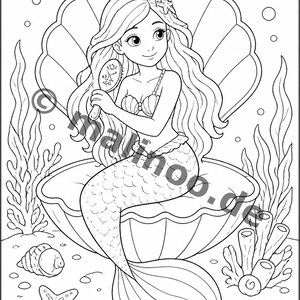Gift idea for grandchildren and godchildren: Mermaid coloring book with 100 coloring pages (DIN A4) E6 image 5
