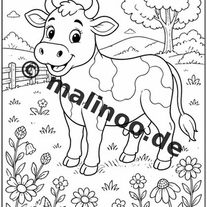 Målarbok med bondgårdsmotiv, PDF, digital nedladdning – 50 målarbilder för barn – Volym 2, Utgåva 1 (DIN-A4) bild 3