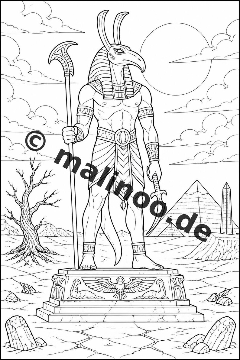Livro de colorir do Egito, impresso, sem encadernação – 100 páginas para colorir para crianças – MEGA BOOK 01 Edição 1 (DIN A4) imagem 12