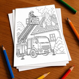 Firefighter coloring book, printed, unbound – 20 coloring pages for children – Book 03 Edition 1 (DIN A4)
