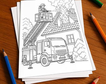 消防士の塗り絵、印刷済み、製本なし – 子供向け塗り絵20ページ – ブック03 第1版 (DIN A4)