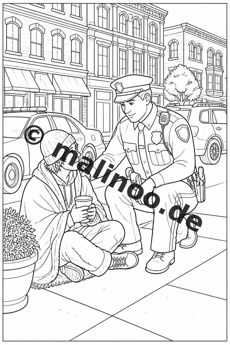 Police Coloring Book for Kids – 20 Coloring Pages – PDF Download E1/B3 (DIN-A4) – Party Favor, Gift, Children's Birthday Party, Party Favor image 6