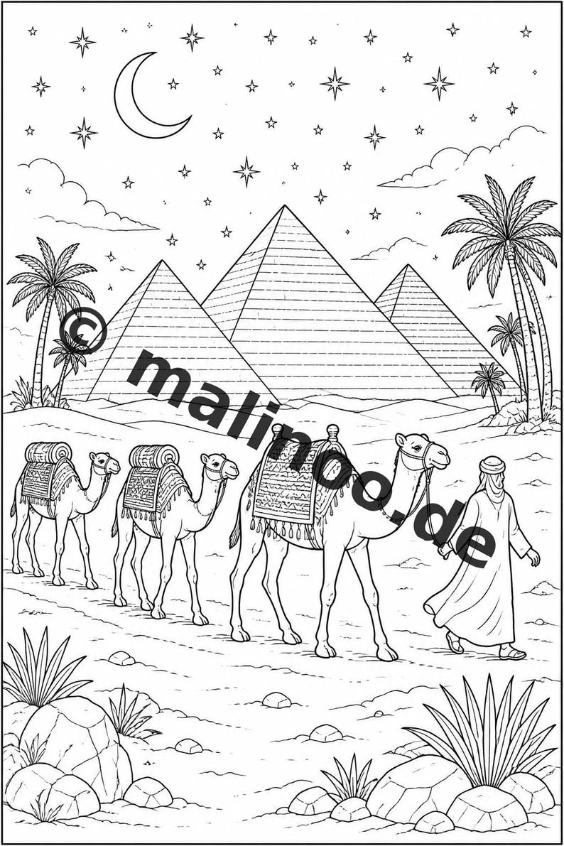 エジプトぬりえブック PDF デジタル版ダウンロード – 子供向けぬりえ20ページ – ブック01 第1版 (DIN-A4) 画像 6