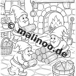 Libro para colorear de elfos para niños – 20 páginas para colorear – Impreso y encuadernado E1/B1 (DIN-A5) – Recuerdo de fiesta, regalo, fiesta de cumpleaños infantil, obsequio para invitados imagen 4