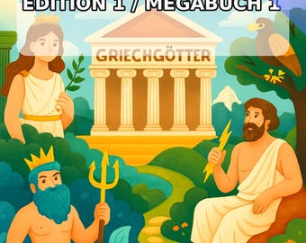 ギリシャ神話の塗り絵（PDF版、デジタルダウンロード） – 子供向け塗り絵100ページ – メガブック01 第1版（A4サイズ）