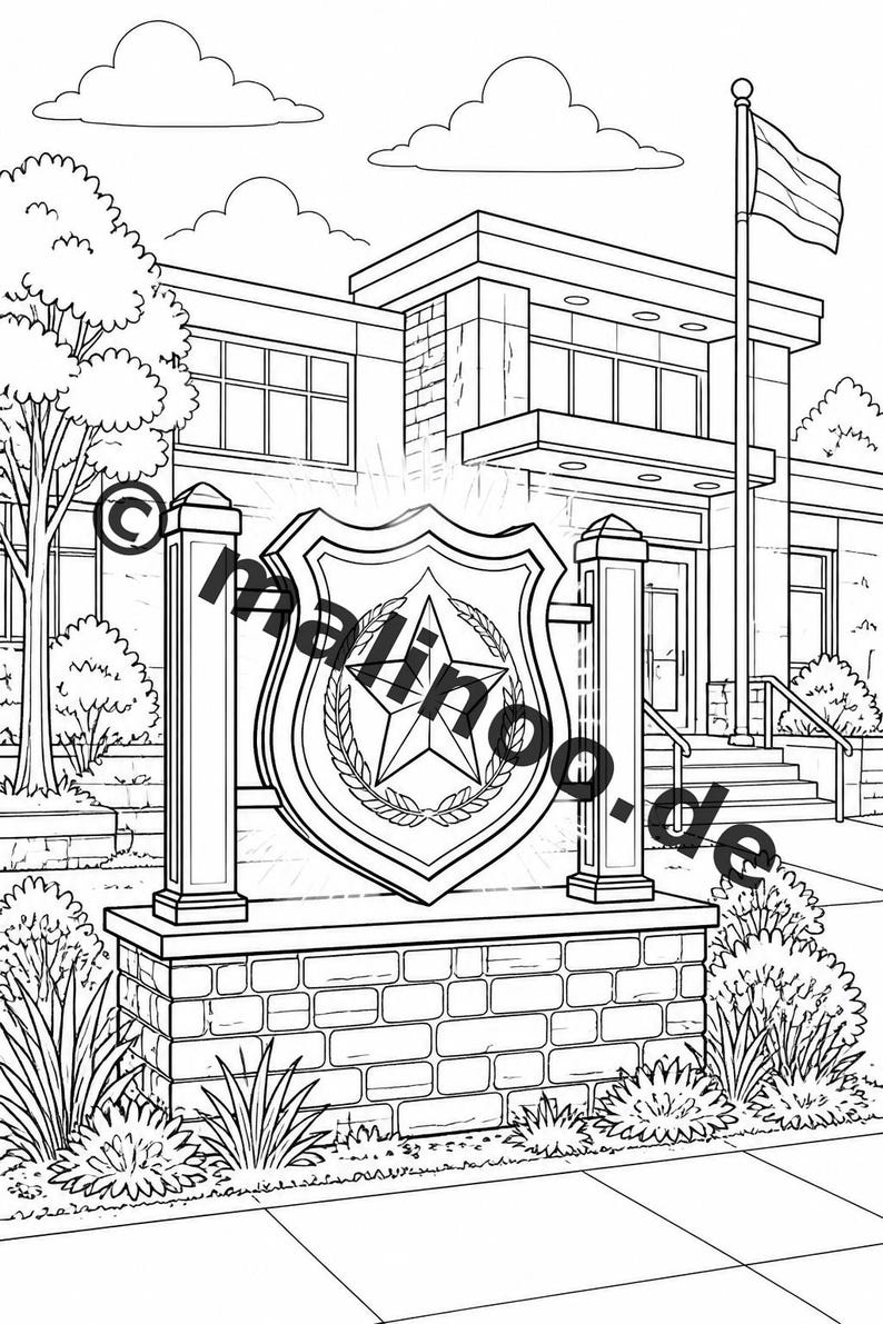 Police Coloring Book PDF Download Digital – 20 Coloring Pages for Children – Book 02 Edition 1 (DIN-A4) image 10