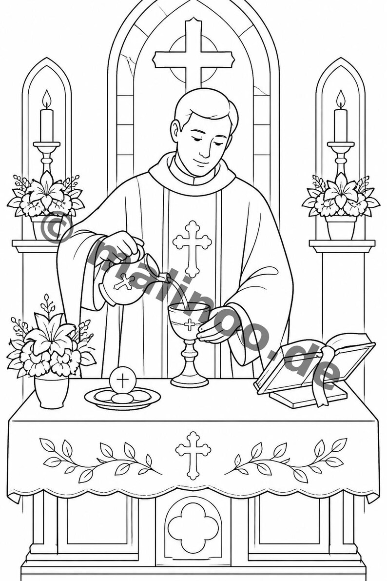 Communion coloring pages for children – Copy templates for daycare centers, after-school programs and childminders – 100 coloring pages (PDF) E1 image 10