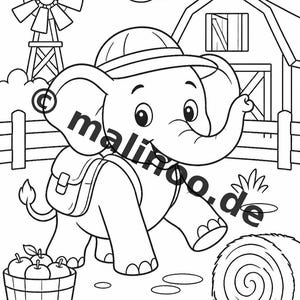 Elephant Coloring Book for Children – 100 Coloring Pages – PDF Download E1/B1 (DIN-A4) – Gift, Activity, Advent Calendar, Birthday image 6