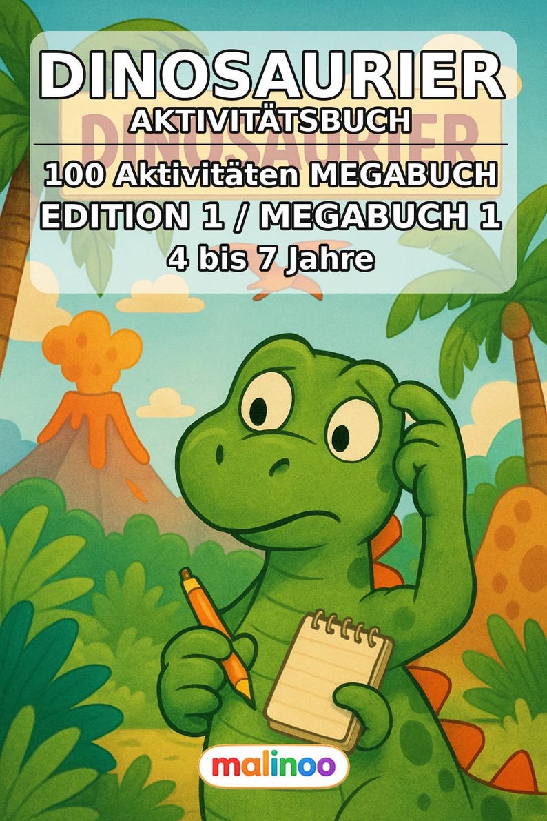 Dinosaurier Aktivitätsbuch PDF Download digital – 100 Rätsel- und Aktivitätsseiten für Kinder – MEGABUCH 01 Edition 1 (DIN-A4) zdjęcie 2