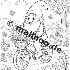 Livre de coloriage de gnomes pour enfants – 100 pages à colorier – Téléchargement PDF E1/B2 (DIN-A4) – Cadeau, activité, calendrier de l'Avent, anniversaire image 8