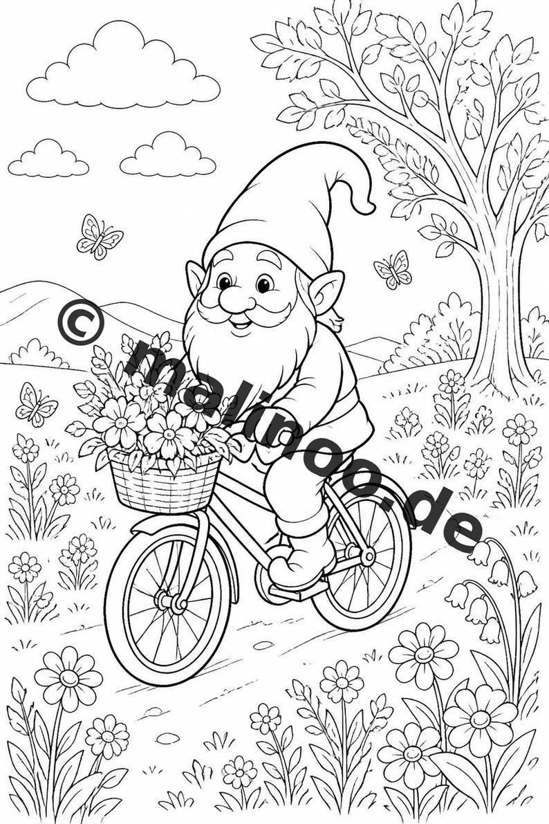 Livre de coloriage de gnomes pour enfants – 100 pages à colorier – Téléchargement PDF E1/B2 (DIN-A4) – Cadeau, activité, calendrier de l'Avent, anniversaire image 8
