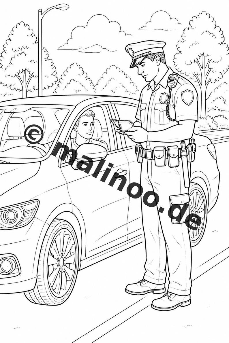 Police Coloring Book PDF Download Digital – 50 Coloring Pages for Children – Volume 1 Edition 1 (DIN A4) image 18