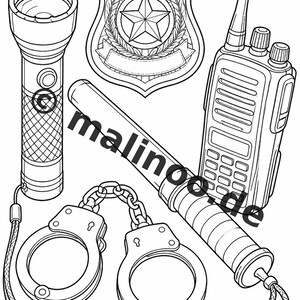 Livre de coloriage Police pour enfants – 50 pages à colorier – Téléchargement PDF E1/B3 (DIN-A4) – Cadeau, activité de voyage, anniversaire, loisirs image 13