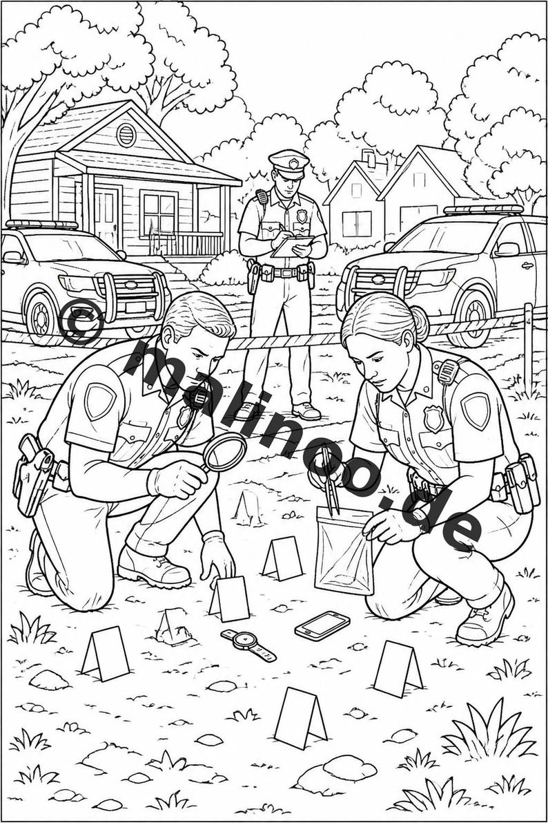 Livro de colorir policial para crianças – 50 páginas para colorir – Download em PDF E1/B5 (DIN-A4) – Presente, atividade para viagens, aniversário, diversão garantida imagem 14