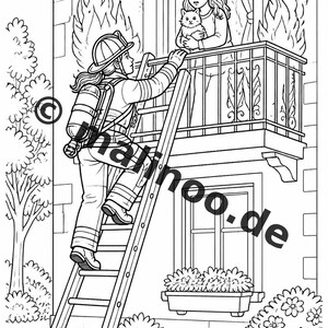 Feuer Malbuch Kinder – 20 Ausmalbilder – PDF Download E1/B3 (DIN-A4) – Mitgebsel, Geschenk, Kindergeburtstag, Gastgeschenk Bild 7