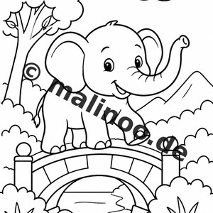 Elephant coloring book as a PDF for ages 3 and up – 100 pictures to color – printable template for home use, unlimited prints E2 image 10
