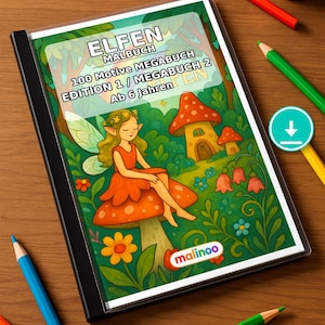 Children's table for weddings, baptisms and communions: Elf coloring book as a PDF with 100 coloring pages E2 image 1