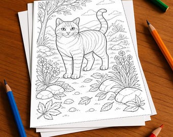 Cat Coloring Book, printed, unbound – 100 coloring pages for children – MEGA BOOK 06 Edition 1 (DIN A4)
